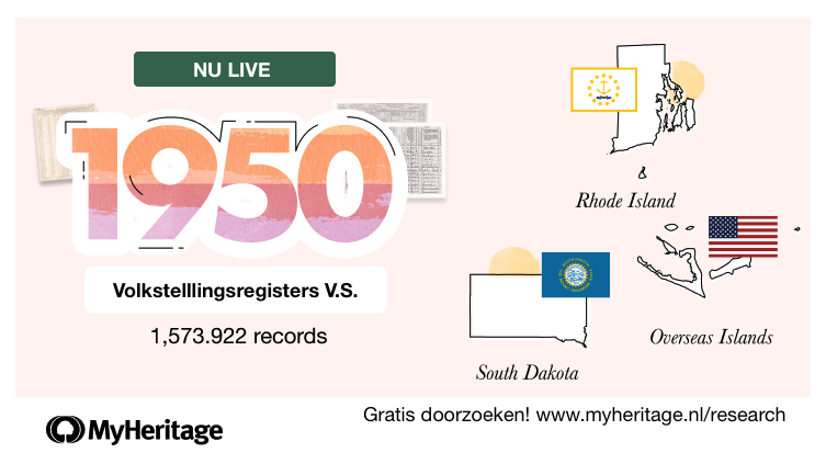 De index voor de Amerikaanse volkstelling van 1950 voor Rhode Island, South Dakota en overzeese eilanden staat nu live