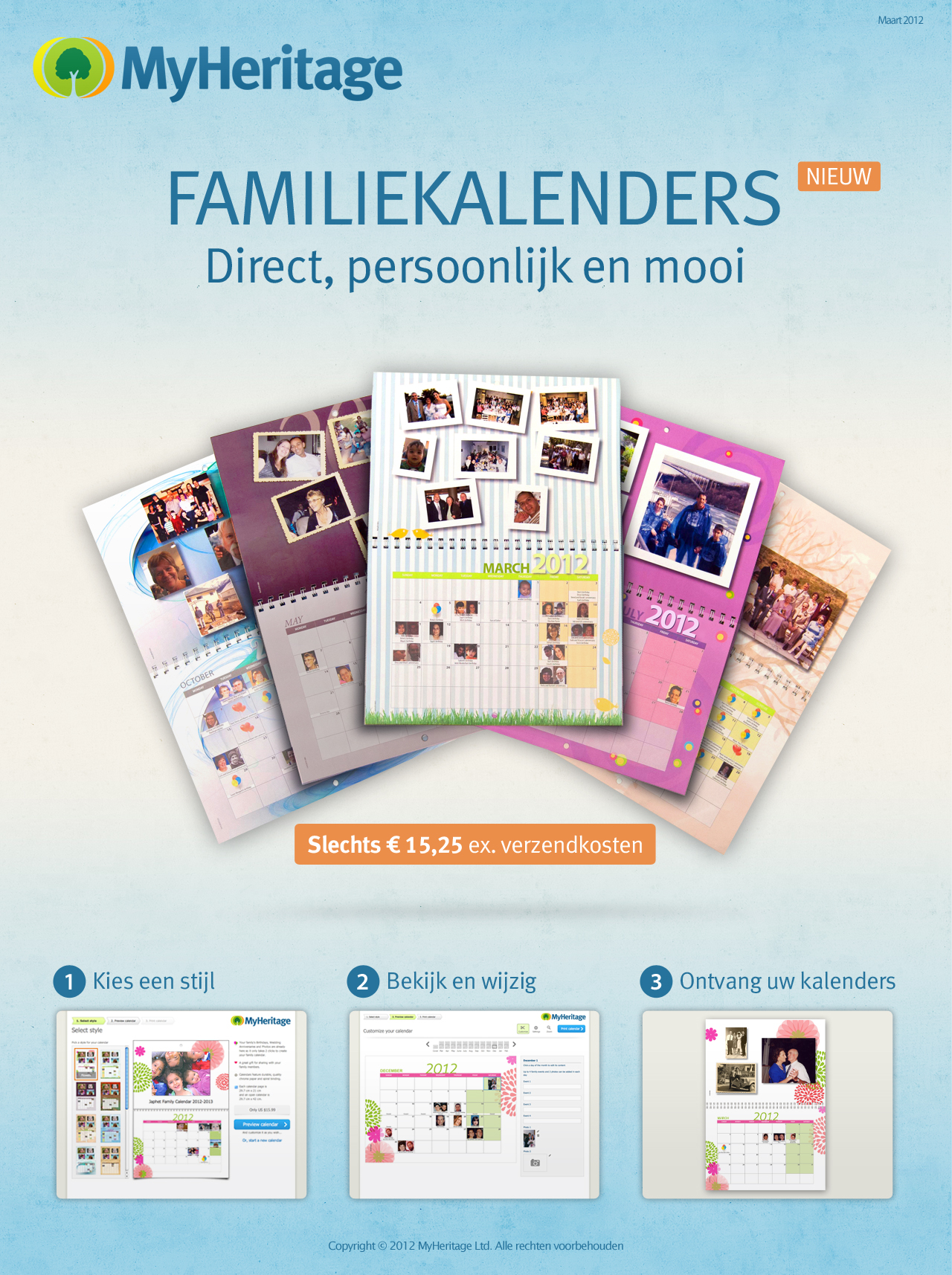 Gepersonaliseerde MyHeritage Familiekalenders (klik voor een vergroting)