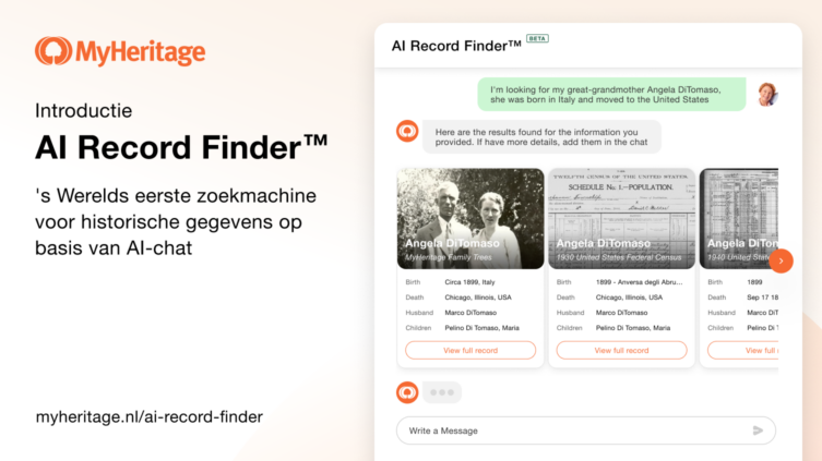 Introductie van AI Record Finder™, ’s werelds eerste AI-zoekmachine op basis van chat voor historische documenten
