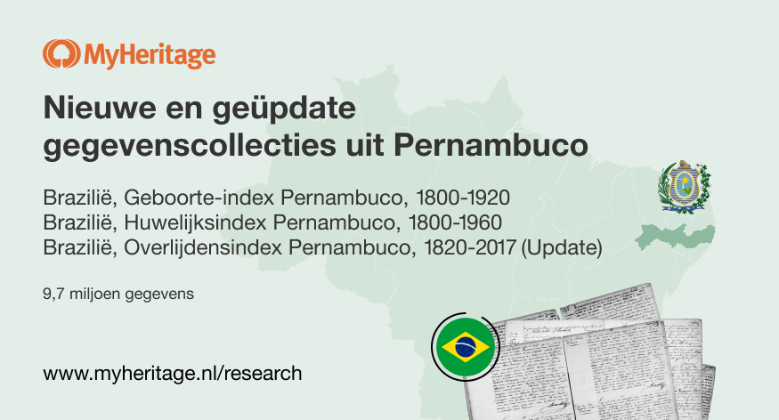 MyHeritage publiceert miljoenen exclusieve historische gegevens uit Pernambuco in Brazilië