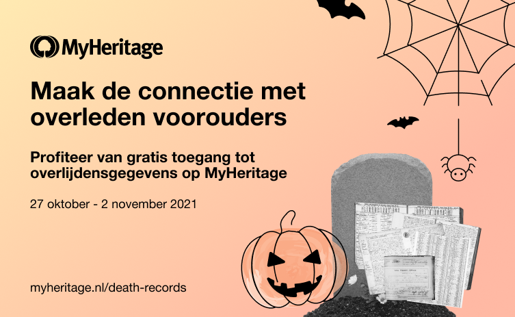 Vier Halloween met gratis overlijdensgegevens van MyHeritage
