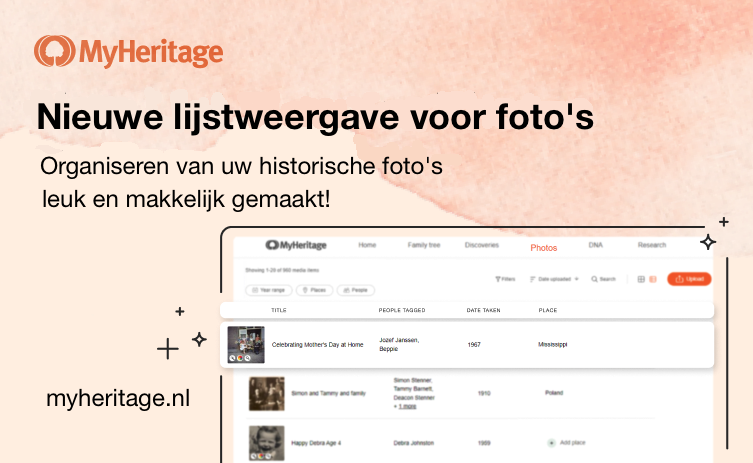 Nieuwe lijstweergave voor foto’s op MyHeritage