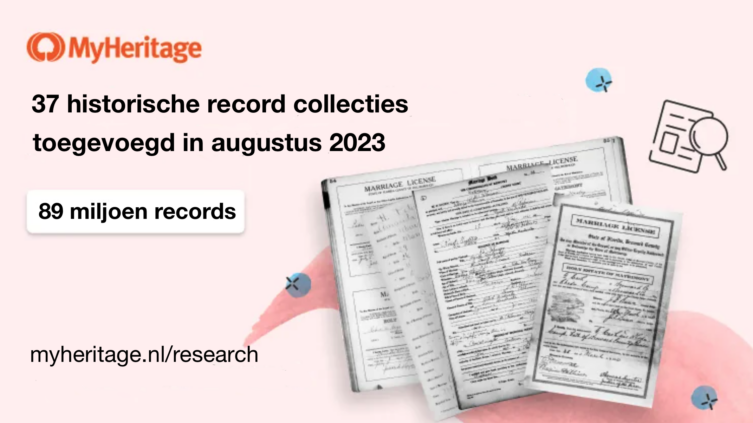 MyHeritage heeft 89 miljoen historische gegevens toegevoegd in augustus 2023