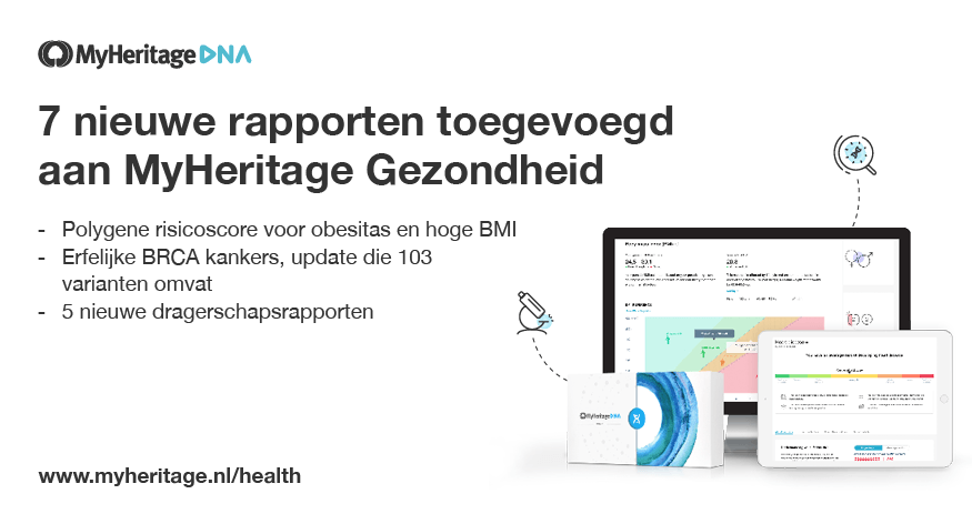 Zeven nieuwe rapporten toegevoegd aan MyHeritage Gezondheid