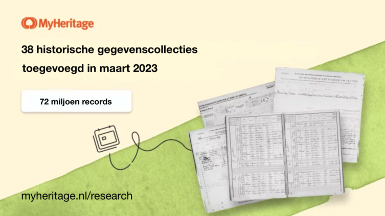 MyHeritage voegt 72 miljoen records en 38 historische gegevenscollecties toe in maart 2023