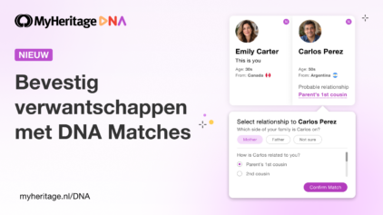 Nieuw: bevestig bekende verwantschappen met DNA-matches op MyHeritage
