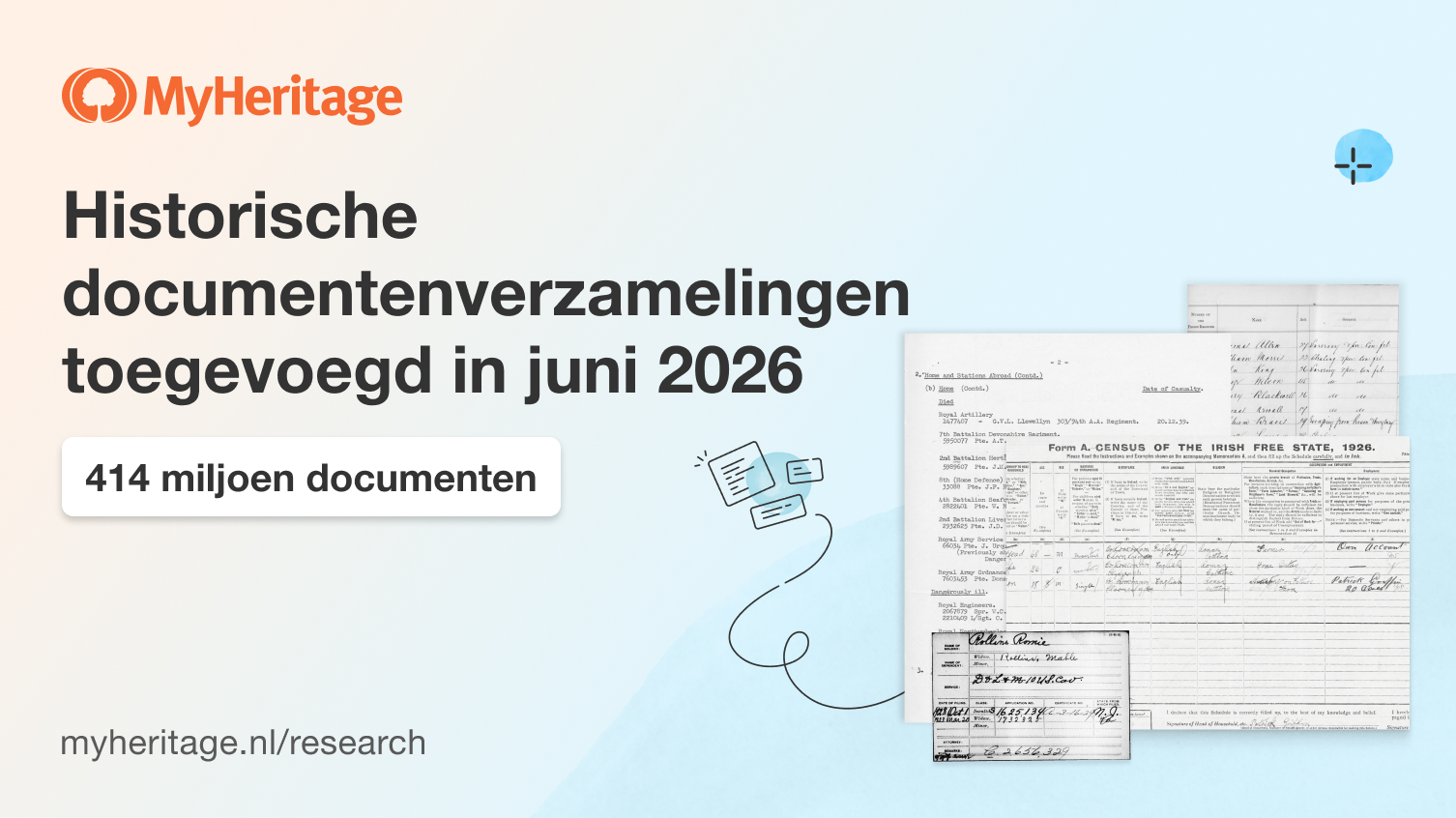 MyHeritage voegt in juni 2026 414 miljoen historische records toe