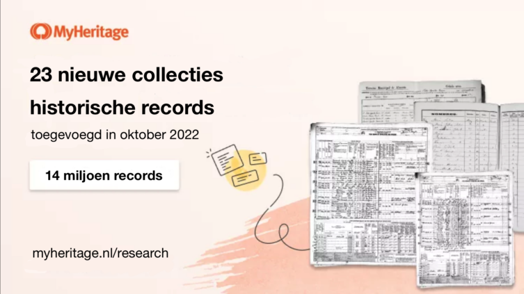 MyHeritage heeft in oktober 23 collecties en 14 miljoen historische records gepubliceerd