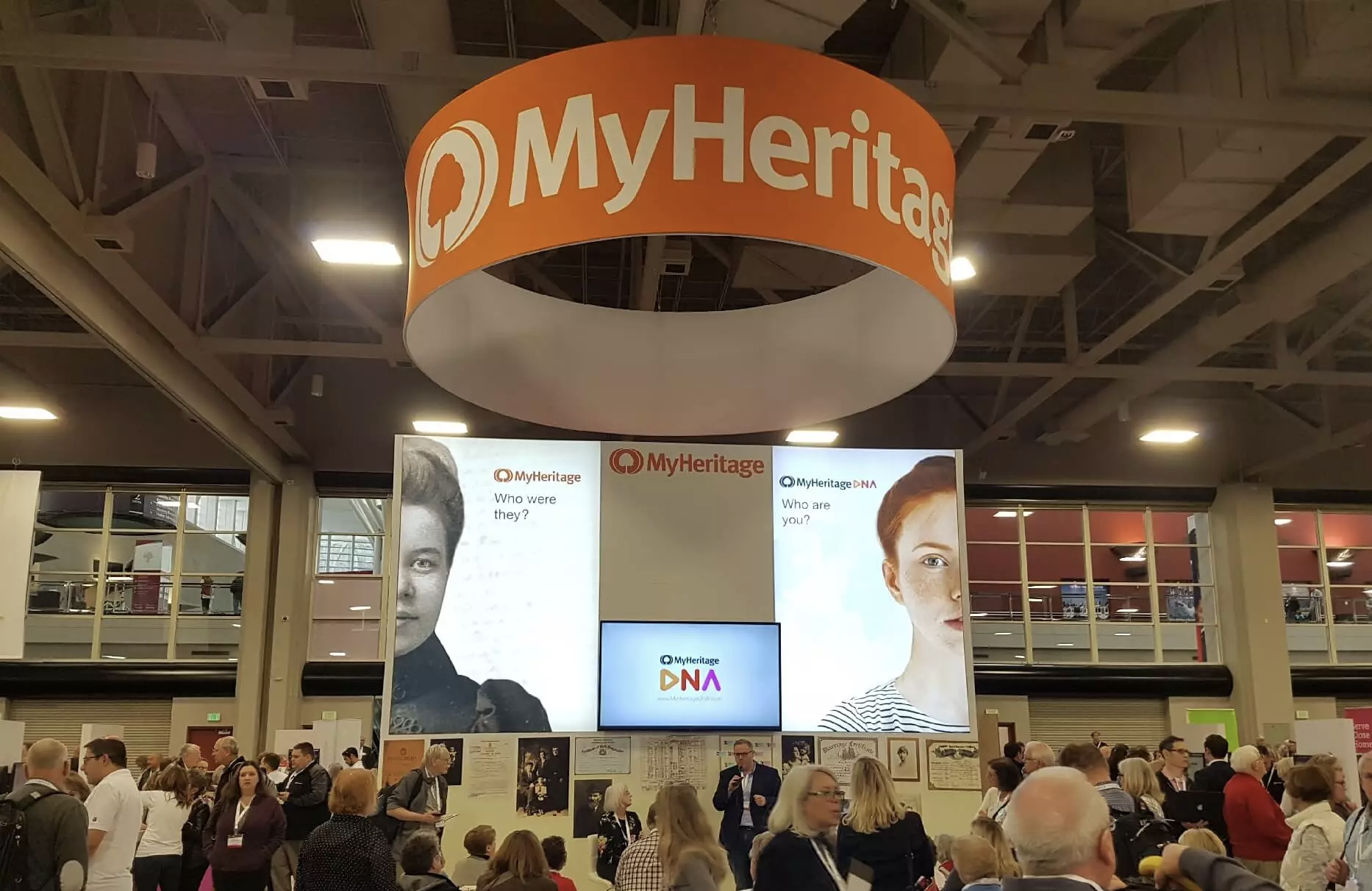 De stand van MyHeritage op een eerdere RootsTech-editie