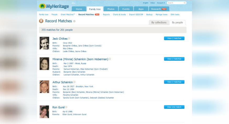 MyHeritage introduceert Record Matching
