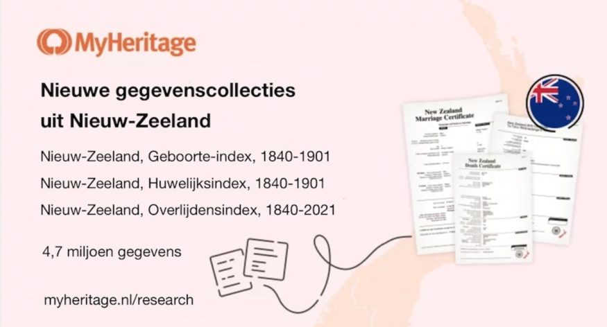 MyHeritage publiceert drie gegevenscollecties uit Nieuw-Zeeland