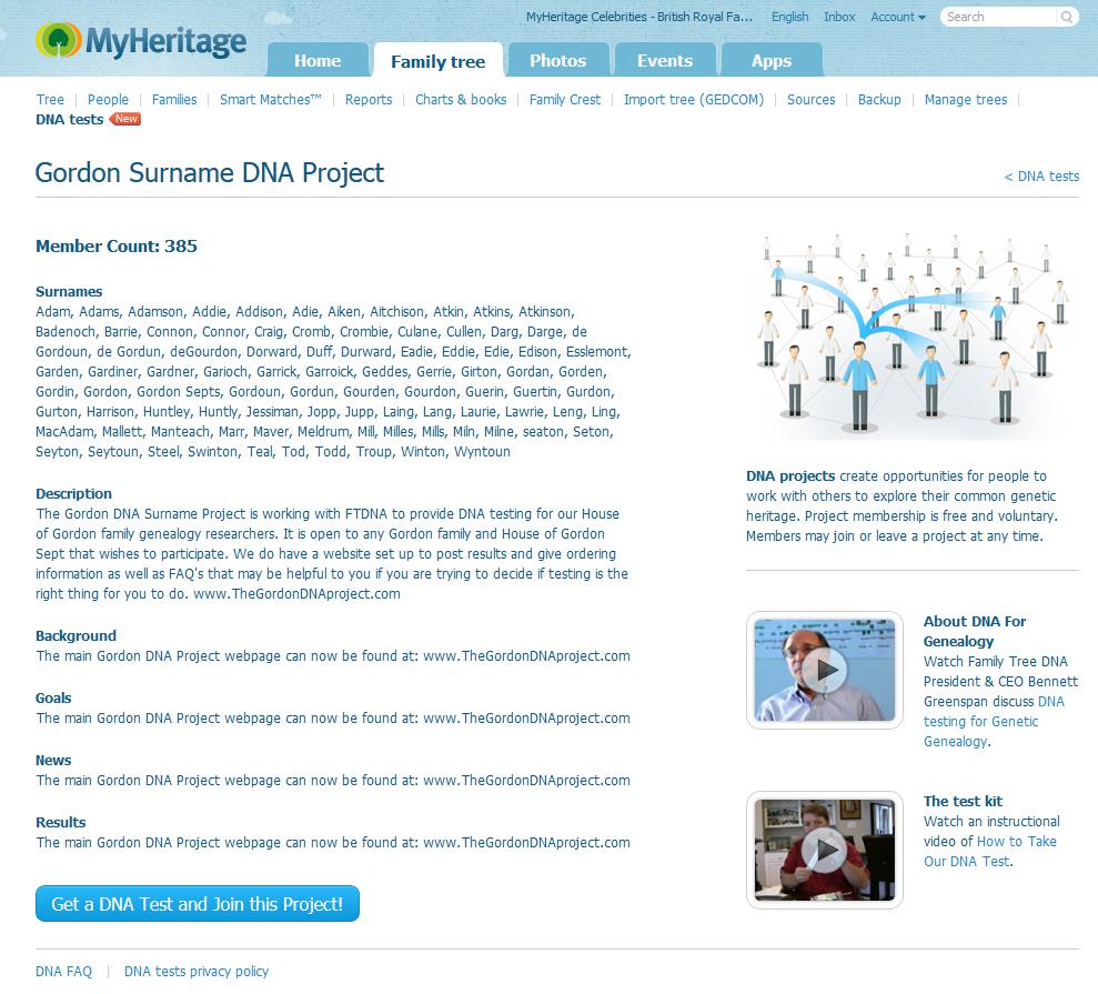 DNA Familienaam Project (klik voor vergroting)