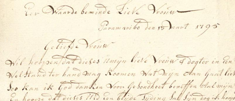 Gekaapte brief d.d. 17-03-1795 Paramaribo Gekaapte brief d.d. 17-03-1795 Paramaribo. Foto: Nationaal Archief